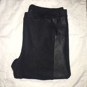 Black with leather striped leggings